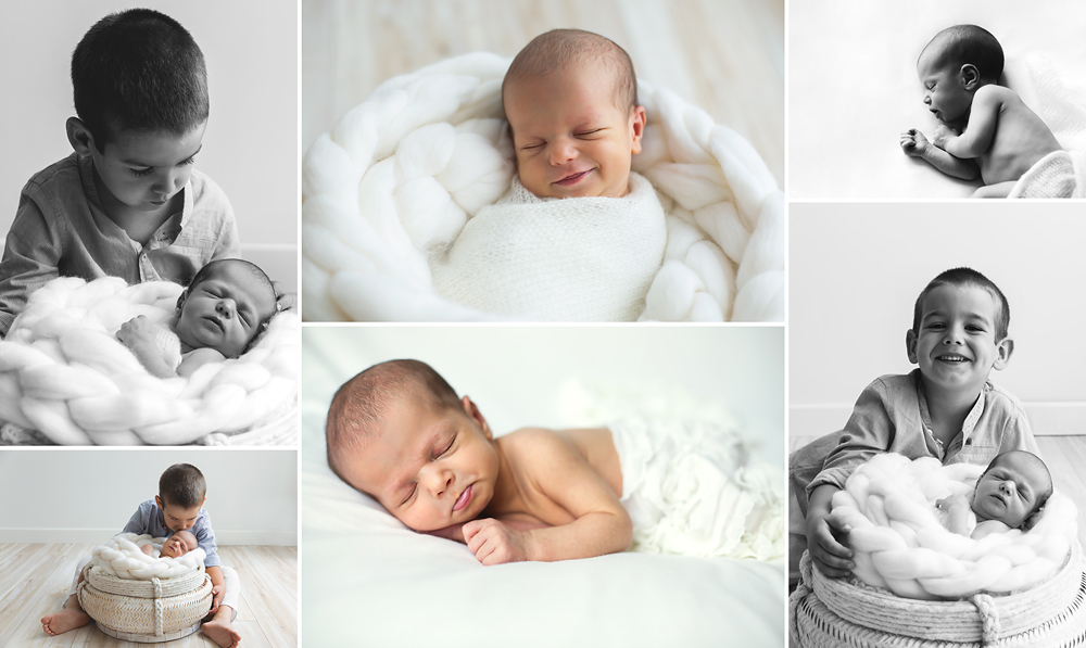 Sesiones de fotos de recién nacido con hermanos inquietos