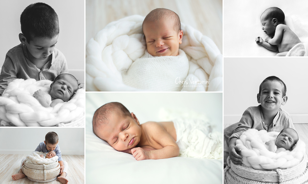 Sesiones de fotos de recién nacido con hermanos inquietos