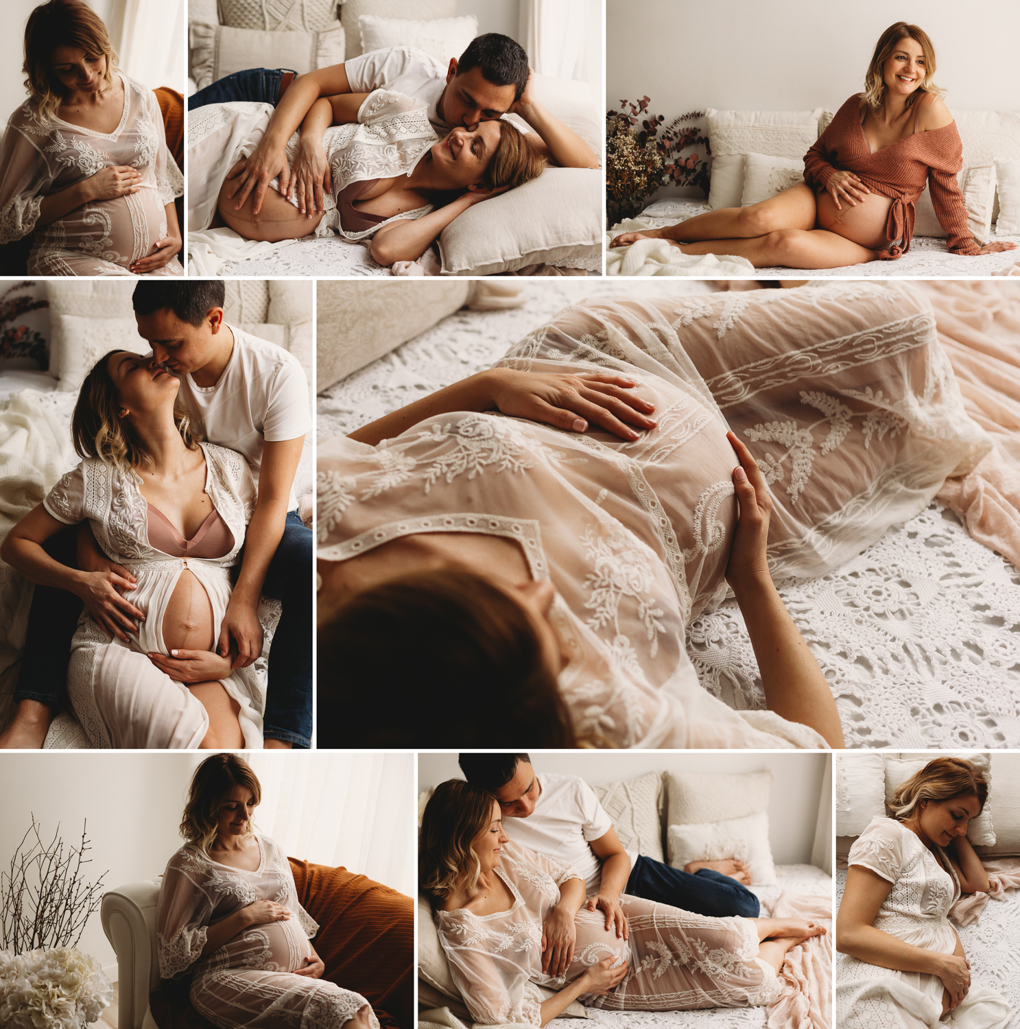 Sesión de fotos de premamá con pareja en estudio - Chris Venturini |  Fotógrafo especializado en fotografía Newborn